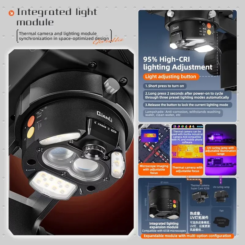 Qianli 6558 Gorilla Trinocular - Electronics Repair Microscope ulasan dan harga
