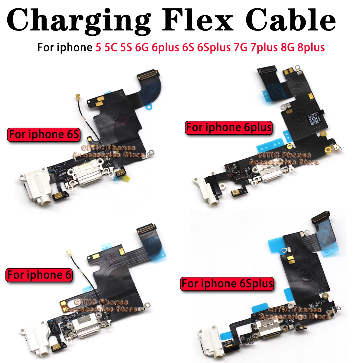 5pcs For iPhone 6 6S 7 8 Plus  - Charging Port Flex ulasan dan harga